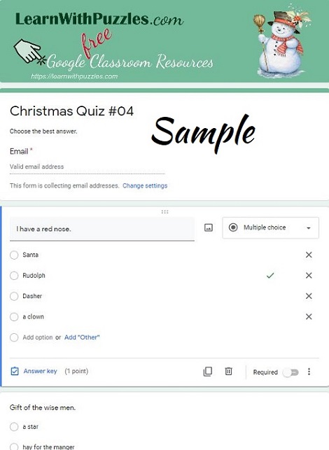 Christmas Crossword Google Quiz™ #06