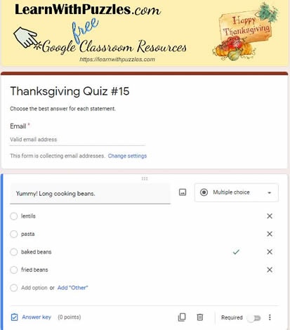Thanksgiving Google Quiz #15