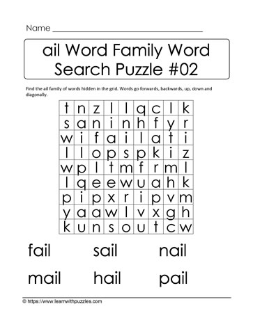ail Word Family Activity