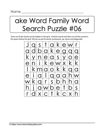 Ake Word Family Activity Learn With Puzzles