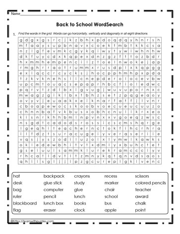 Back to School Word Search #01