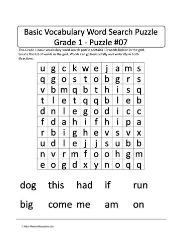 Basic Gr1 Vocab Word Search-7