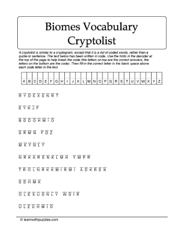 Vocabulary Cryptolist