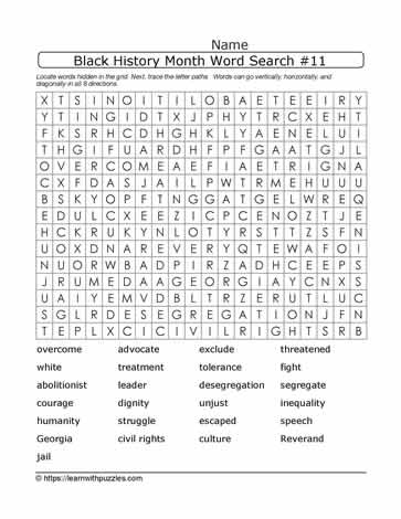 BHM Word Search Puzzle-11