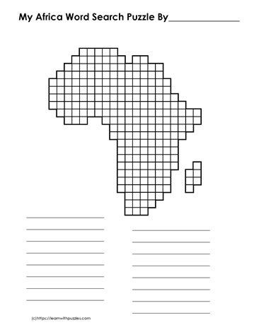 Word Search Template Africa