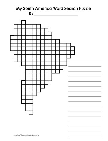 South America Blank Word Search Grid South America Blank Word Search Grid