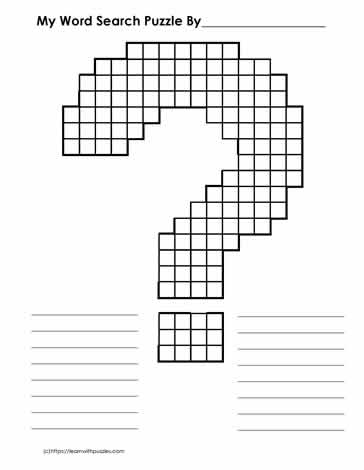 Word Search Template Question Mark