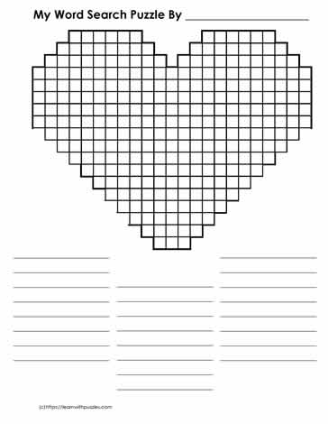 Word Search Template Valentine's 02