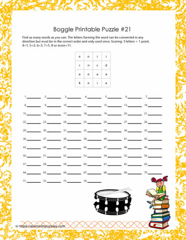 Puzzle Boggle Printable