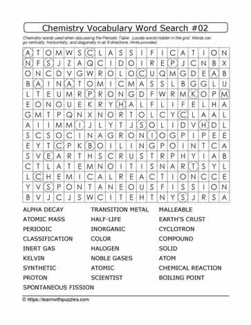 Chemistry Vocab Word Search #02
