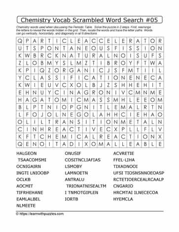 Chemistry Vocab Scrambled Word Search #05
