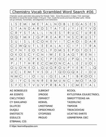 Chemistry Vocab Scrambled Word Search #06