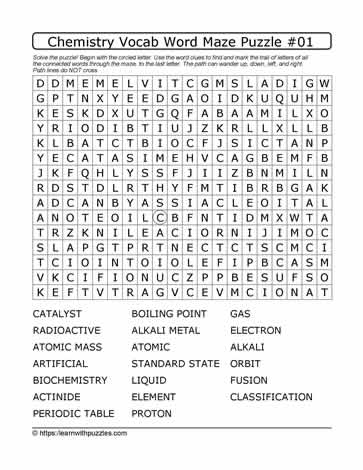 Chemistry Vocab Word Maze #01