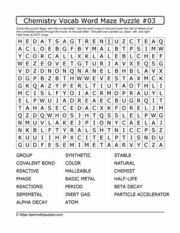 Chemistry Vocab Word Maze #03