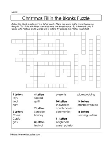 Christmas Freeform Crossword #07