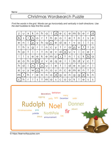Christmas Word Search Printable Learn With Puzzles