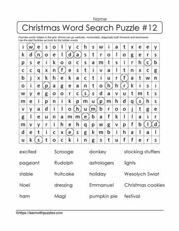 Christmas Word Search #12