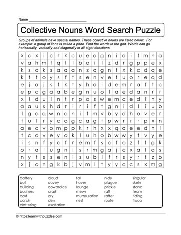 Collective Nouns Word Search 18