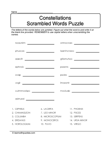 Scrambled Words Puzzle