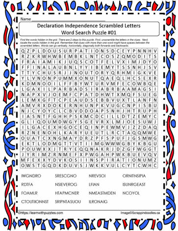 Declaration Scrambled Word Search#01