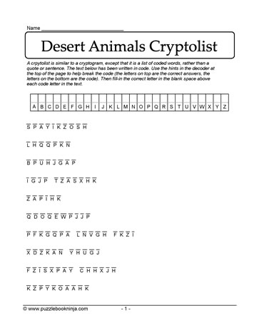 Cryptolist of Desert Animals