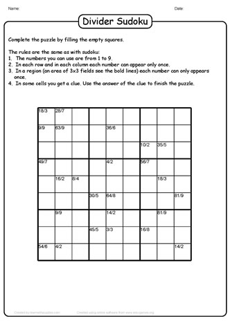 Division Sudoku Puzzle-03