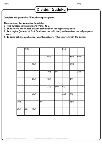Division Sudoku Puzzle-23