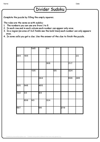 Division Sudoku Puzzle-25