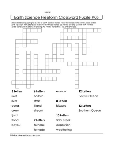 Freeform Crossword Puzzle Learn With Puzzles