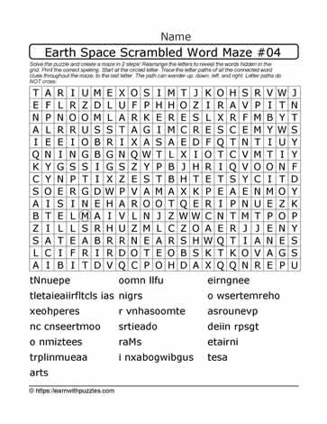 Earth Space Scrambled Word Maze04