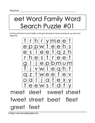 eet Word Family Activity
