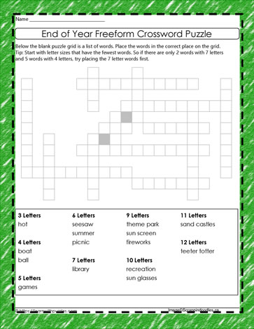 Crossword Year 3 | crossword for kids