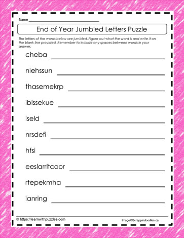 End of Year Jumbled Letters #15