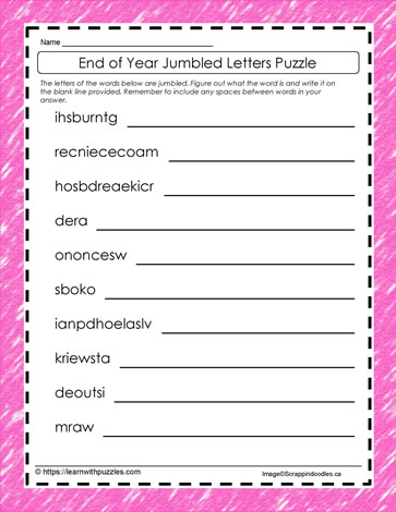 End of Year Jumbled Letters #19