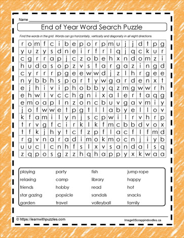 End of Year Word Search #03