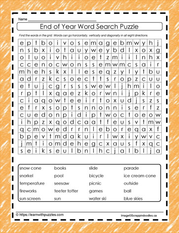 End of Year Word Search #05