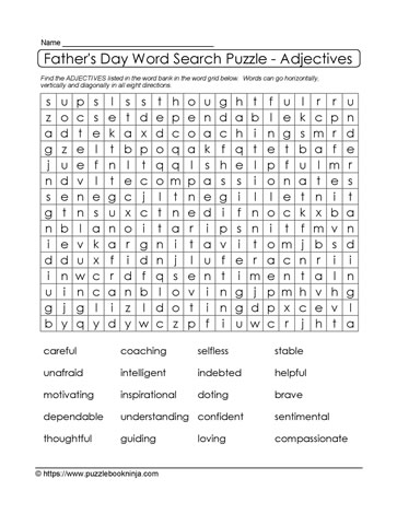 Father's Day Word Search Vocab