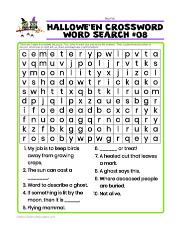 Halloween Wordsearch Crossword #08