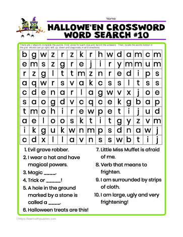Halloween Wordsearch Crossword #10
