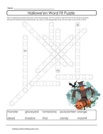 Halloween Vocabulary Puzzle Learn With Puzzles