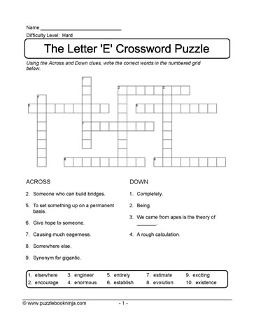 ESL Crossword Puzzle