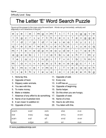 Find A Word ESL Puzzle
