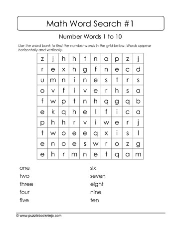 Easy Math Words Puzzle