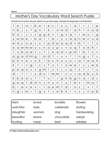 Mother's Day Word Search 01