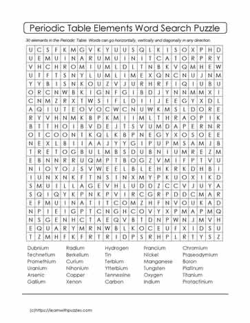 Periodic Table Word Search #02
