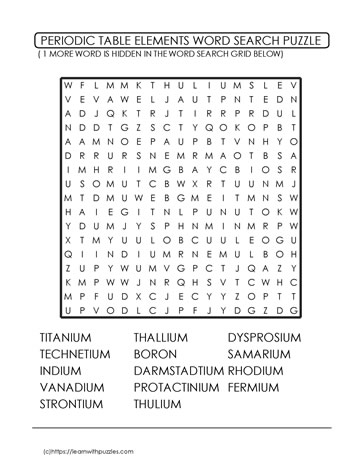 periodic table wordsearch challenge 2 learn with puzzles