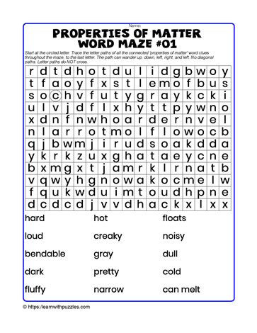 Properties Word Maze#01