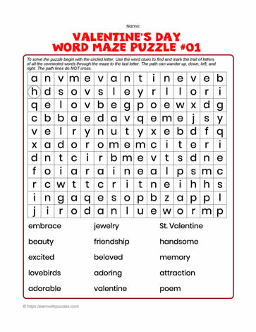 Valentine's Word Maze #01