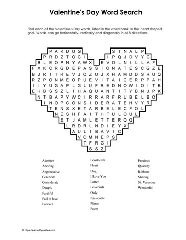 Valentine's Word Search #01