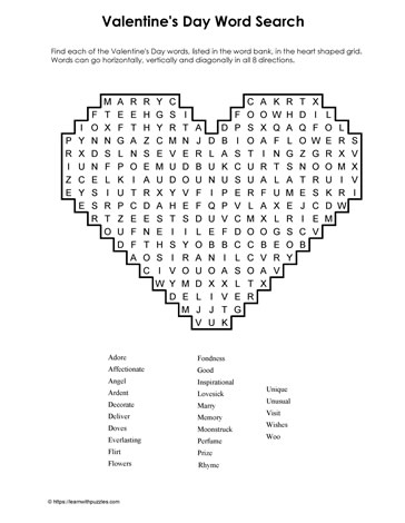 Valentine's Word Search #07